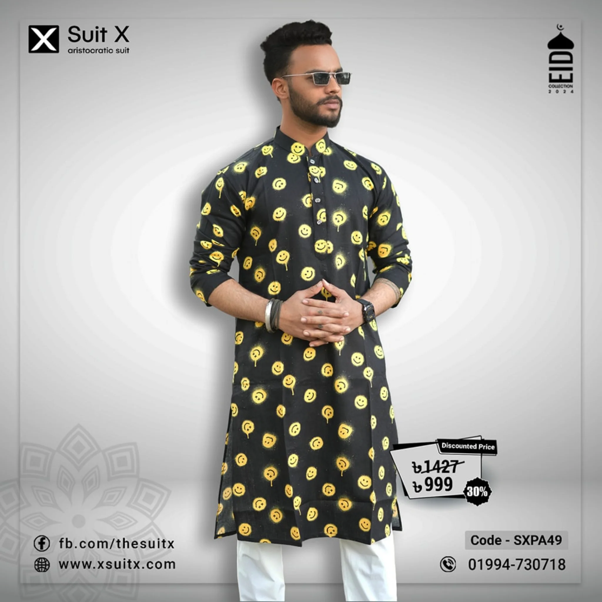 Emoji printed Cotton Casual Slimfit Panjabi L to xxl