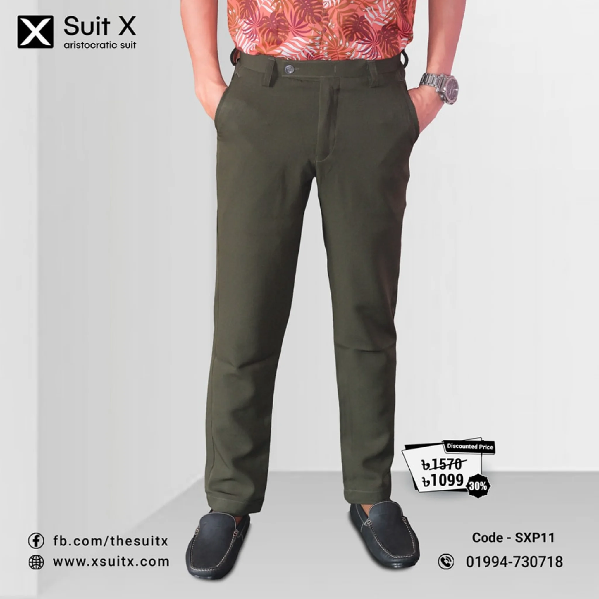 Olive Cotton Daily use Reg fit Pant M-xl
