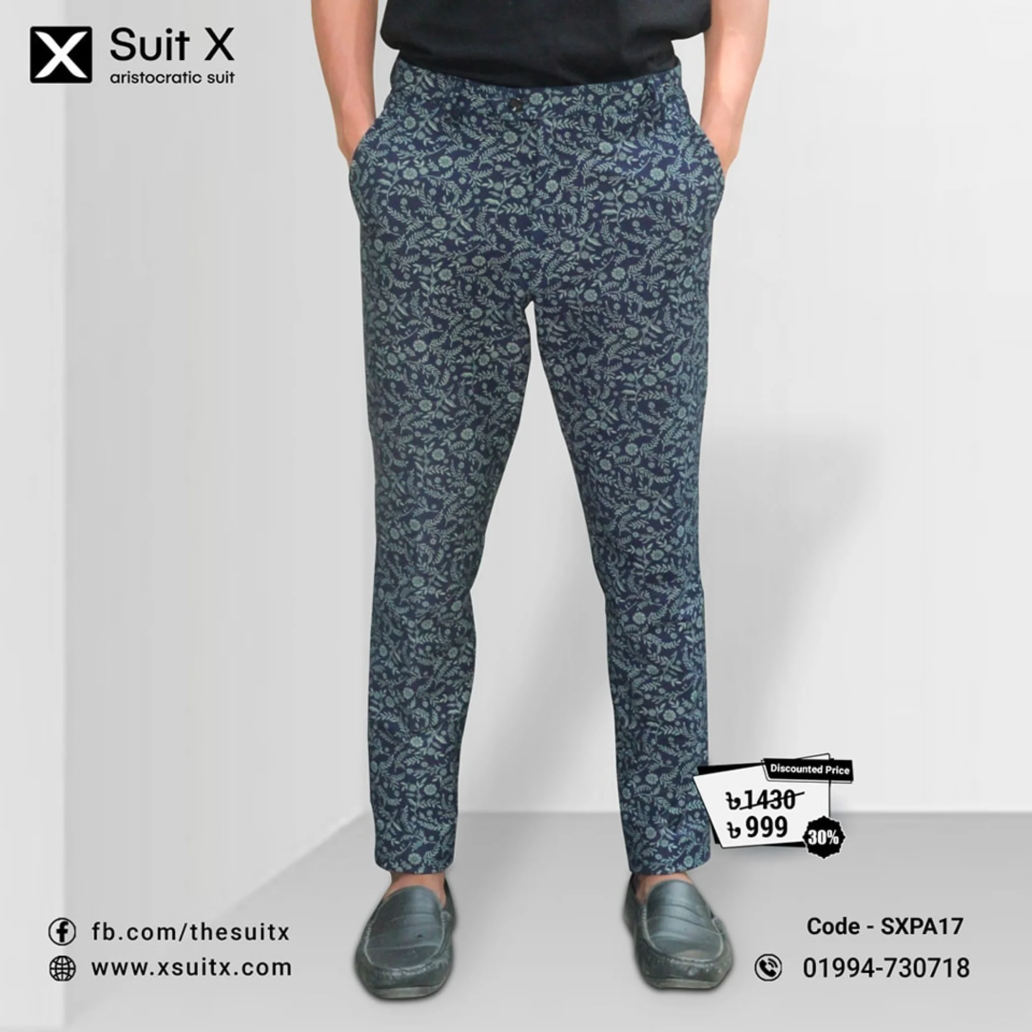Printed Cotton Casual party Fit Pant L
